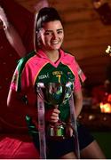 4 December 2018; Amy Turpin, captain of Glanmire, with the Ladies All-Ireland Junior Club Championship Perpetual Cup during the 2018 All-Ireland Ladies Club Football Finals Captains Day at Croke Park in Dublin. Photo by David Fitzgerald/Sportsfile