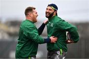 4 December 2018; Conor Carey, left, and Colby Fainga'a during Connacht Rugby squad training at the Sportsground in Galway. Photo by Sam Barnes/Sportsfile