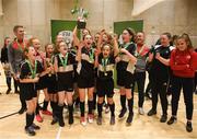 4 December 2018; St. Attracta's Community School, Tubbercurry, Sligo captain Jessica Casey lifting the cup after the Post-Primary Schools National Futsal Final at Waterford IT Sports Arena in Waterford. Photo by Eóin Noonan/Sportsfile