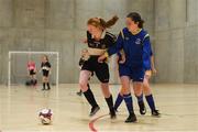 4 December 2018; Ciara Brennan of St. Attracta's Community School, Tubbercurry, Sligo in action against Aillish Doherty of Carndonagh Community School, Donegal during the Post-Primary Schools National Futsal Finals match between St. Attracta's Community School, Tubbercurry, Sligo and Carndonagh Community School, Donegal at Waterford IT Sports Arena in Waterford. Photo by Eóin Noonan/Sportsfile