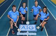 6 December 2018; Dublin players, from left, Jake Malone, Lauren Magee, Jonny Cooper and Ali Twomey were at the National Sports Campus today to launch AIG’s “try before you buy” SmartLane driving app, which gives good drivers up to 20% off their car insurance. Simply download the AIG SmartLane app to take part in the SmartLane driving challenge and you could win some great prizes including Dublin GAA jerseys and One4all vouchers. Go to www.aig.ie/smartlane  to find out more or visit the Android or iOS App store. Photo by Brendan Moran/Sportsfile