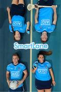 6 December 2018; Dublin players, clockwise from bottom left, Jonny Cooper, Lauren Magee, Jake Malone, and Ali Twomey were at the National Sports Campus today to launch AIG’s “try before you buy” SmartLane driving app, which gives good drivers up to 20% off their car insurance. Simply download the AIG SmartLane app to take part in the SmartLane driving challenge and you could win some great prizes including Dublin GAA jerseys and One4all vouchers. Go to www.aig.ie/smartlane  to find out more or visit the Android or iOS App store. Photo by Brendan Moran/Sportsfile