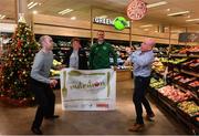 7 December 2018; In attendance are, from left, Niall McGuirk, Sports Officer, Fingal County Council, Liz Hogg, Store Manager, Dunnes, Ian Hunter, Centre Director, Swords Pavilions, and Paul Keogh, FAI Finagal County Council Development Officer, during the FAI / Fingal County Council Futsal Launch at Dunnes, Swords Pavilions Shopping Centre in Dublin. Photo by Sam Barnes/Sportsfile