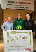 7 December 2018; In attendance are, from left,  Ian Hunter, Centre Director, Swords Pavilions,Paul Keogh, FAI Finagal County Council Development Officer and Niall McGuirk, Sports Officer, Fingal County Council, during the FAI / Fingal County Council Futsal Launch at Swords Pavilions Shopping Centre in Dublin. Photo by Sam Barnes/Sportsfile