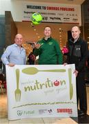 7 December 2018; In attendance are, from left,  Ian Hunter, Centre Director, Swords Pavilions,Paul Keogh, FAI Finagal County Council Development Officer and Niall McGuirk, Sports Officer, Fingal County Council, during the FAI / Fingal County Council Futsal Launch at Swords Pavilions Shopping Centre in Dublin. Photo by Sam Barnes/Sportsfile
