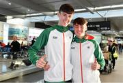 7 December 2018; Micheál Power, left, and Darragh McElhinney of Ireland pictured at Dublin Airport prior to departing for the European Cross Country in Beekse Bergen Safari Park in Tilburg, Netherlands. Photo by Sam Barnes/Sportsfile