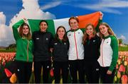 7 December 2018; Ireland U20 Women's Team, from left, Stephanie Cotter, Sophie O'Sullivan, Sarah Healy, Emma O'Brien, Jodie McCann and Laura Nicholson pictured at Eindhoven Airport en route to the European Cross Country in Beekse Bergen Safari Park in Tilburg, Netherlands. Photo by Sam Barnes/Sportsfile