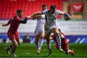 7 December 2018; Jacob Stockdale of Ulster beats the tackle by Steff Evans of Scarlets to score his side's first try during the European Rugby Champions Cup Pool 4 Round 3 match between Scarlets and Ulster at Parc Y Scarlets in Llanelli, Wales. Photo by Ramsey Cardy/Sportsfile
