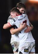 7 December 2018; Iain Henderson, left, and Jordi Murphy of Ulster celebrate at the final whistle of the European Rugby Champions Cup Pool 4 Round 3 match between Scarlets and Ulster at Parc Y Scarlets in Llanelli, Wales. Photo by Ramsey Cardy/Sportsfile