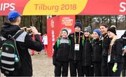 8 December 2018; The Ireland U20 Women's Team, from left, Jodie McCann, Emma O'Brien, Stephanie Cotter, Sarah Healy, Sophie O'Sullivan and Laura Nicholson, pose for a photograph   during the European Cross Country Previews at Beekse Bergen Safari Park in Tilburg, Netherlands. Photo by Sam Barnes/Sportsfile