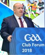 8 December 2018; Chairperson Officer Development Committee Paddy Flood speaking during the National GAA Club Forum at Croke Park in Dublin. Photo by Brendan Moran/Sportsfile