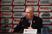 8 December 2018; Svein Arne Hansen, President of European Athletics speaking during the European Cross Country Press Conference at Beekse Bergen Safari Park in Tilburg, Netherlands. Photo by Sam Barnes/Sportsfile