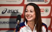 8 December 2018; Jessica Piasecki of Great Britain speaking during the European Cross Country Press Conference at Beekse Bergen Safari Park in Tilburg, Netherlands. Photo by Sam Barnes/Sportsfile