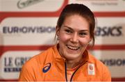 8 December 2018; Maureen Koster of Netherlands speaking during the European Cross Country Press Conference at Beekse Bergen Safari Park in Tilburg, Netherlands. Photo by Sam Barnes/Sportsfile