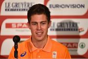 8 December 2018; Luuk Maas of Netherlands speaking during the European Cross Country Press Conference at Beekse Bergen Safari Park in Tilburg, Netherlands. Photo by Sam Barnes/Sportsfile