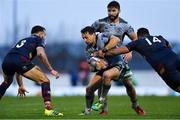 8 December 2018; James Mitchell of Connacht, supported by team mate Colby Fainga’a, in action against Pierre Lucas, left, and Lotima Fainga-Anuku of Perpignan during the European Rugby Challenge Cup Pool 3 Round 3 match between Connacht and Perpignan at the Sportsgrounds in Galway. Photo by Piaras Ó Mídheach/Sportsfile