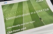 8 December 2018; A general view of the Communicating and Promoting the Club workshop during the National GAA Club Forum at Croke Park in Dublin. Photo by Brendan Moran/Sportsfile