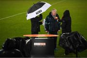 8 December 2018; Foxrock-Cabinteely manager Pat Ring is interviewed by TG4 prior to the All-Ireland Ladies Football Senior Club Championship Final match between Foxrock-Cabinteely, Dublin, and Mourneabbey, Cork, at Parnell Park in Dublin. Photo by Stephen McCarthy/Sportsfile