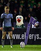 8 December 2018; Connacht mascot Eddie the Eagle looks on as Conor Fitzgerald of Connacht lines up a conversion attempt during the European Rugby Challenge Cup Pool 3 Round 3 match between Connacht and Perpignan at the Sportsgrounds in Galway. Photo by Piaras Ó Mídheach/Sportsfile