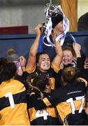 8 December 2018; Brid O'Sullivan of Mourneabbey lifts the Dolores Tyrrell Memorial Cup following the All-Ireland Ladies Football Senior Club Championship Final match between Mourneabbey and Foxrock-Cabinteely at Parnell Park in Dublin. Photo by Stephen McCarthy/Sportsfile