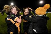 8 December 2018; Mourneabbey players, from left, Marie O'Callaghan, Niamh O'Sullivan and Brid O'Sullivan celebrate with supporters following the All-Ireland Ladies Football Senior Club Championship Final match between Mourneabbey and Foxrock-Cabinteely at Parnell Park in Dublin. Photo by Stephen McCarthy/Sportsfile
