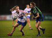 8 December 2018; Aoibhe Bell of Clontarf in action against Rebecca Hughes of Emmet Óg during the All-Ireland Ladies Football Intermediate Club Championship Final match between Clontarf GAA, Dublin, and Emmet Óg, Monaghan, at Parnell Park in Dublin. Photo by Stephen McCarthy/Sportsfile