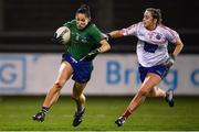 8 December 2018; Marion McCarville of Emmet Óg in action against Tara Fitzgibbon of Clontarf during the All-Ireland Ladies Football Intermediate Club Championship Final match between Clontarf GAA and Emmet Óg at Parnell Park in Dublin. Photo by Stephen McCarthy/Sportsfile
