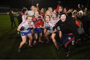 8 December 2018; Clontarf players celebrate with supporters following the All-Ireland Ladies Football Intermediate Club Championship Final match between Clontarf GAA and Emmet Óg at Parnell Park in Dublin. Photo by Stephen McCarthy/Sportsfile