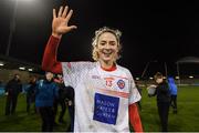 8 December 2018; Siobhán Killeen of Clontarf, who scored five goals, celebrates following the All-Ireland Ladies Football Intermediate Club Championship Final match between Clontarf GAA and Emmet Óg at Parnell Park in Dublin. Photo by Stephen McCarthy/Sportsfile