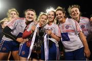 8 December 2018; Clontarf players celebrate with the cup following the All-Ireland Ladies Football Intermediate Club Championship Final match between Clontarf GAA and Emmet Óg at Parnell Park in Dublin. Photo by Stephen McCarthy/Sportsfile