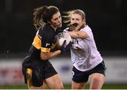 8 December 2018; Ciara O'Sullivan of Mourneabbey in action against Sarah Quinn of Foxrock-Cabinteely during the All-Ireland Ladies Football Senior Club Championship Final match between Foxrock-Cabinteely, Dublin, and Mourneabbey, Cork, at Parnell Park in Dublin. Photo by Stephen McCarthy/Sportsfile