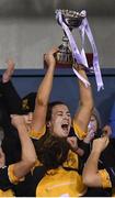 8 December 2018; Mourneabbey captain Brid O'Sullivan lifts the Dolores Tyrrell Memorial Cup following the All-Ireland Ladies Football Senior Club Championship Final match between Foxrock-Cabinteely, Dublin, and Mourneabbey, Cork, at Parnell Park in Dublin. Photo by Stephen McCarthy/Sportsfile