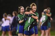 8 December 2018; Dejected Emmet Óg players, from left, Lauren Monaghan, Maeve Monaghan and Brid O'Sullivan following the All-Ireland Ladies Football Intermediate Club Championship Final match between Clontarf GAA, Dublin, and Emmet Óg, Monaghan, at Parnell Park in Dublin. Photo by Stephen McCarthy/Sportsfile