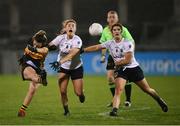 8 December 2018; Doireann O'Sullivan of Mourneabbey gets her shot away despite the attention of Foxrock-Cabinteely players Tarah O'Sullivan and Niamh Collins, right, during the All-Ireland Ladies Football Senior Club Championship Final match between Foxrock-Cabinteely, Dublin, and Mourneabbey, Cork, at Parnell Park in Dublin. Photo by Stephen McCarthy/Sportsfile