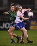 8 December 2018; Becky Walsh of Clontarf in action against Ella Daly of Emmet Óg during the All-Ireland Ladies Football Intermediate Club Championship Final match between Clontarf GAA, Dublin, and Emmet Óg, Monaghan, at Parnell Park in Dublin. Photo by Stephen McCarthy/Sportsfile