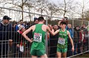 9 December 2018; Darragh McElhinney, right, and Micheál Power of Ireland after competing in the Men's U20 Event during the European Cross Country Championships at Beekse Bergen Safari Park in Tilburg, Netherlands. Photo by Sam Barnes/Sportsfile