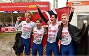 9 December 2018; The Norway Men's U20 team celebrate after the race during the European Cross Country Championships at Beekse Bergen Safari Park in Tilburg, Netherlands. Photo by Sam Barnes/Sportsfile