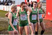 9 December 2018; Ireland Senior Women's Team, from left, AnnMarie McGlynn, Sara Treacy, Ciara Mageean and Kerry O'Flaherty after competing in the Senior Women's event during the European Cross Country Championships at Beekse Bergen Safari Park in Tilburg, Netherlands. Photo by Sam Barnes/Sportsfile