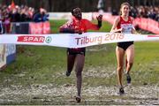 9 December 2018; Yasemin Can of Turkey crosses the line to win the Senior Women's event during the European Cross Country Championships at Beekse Bergen Safari Park in Tilburg, Netherlands. Photo by Sam Barnes/Sportsfile