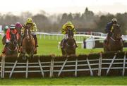 9 December 2018; Artic Pearl, right, with Rachael Blackmore up, jumps the last alongside eventual second place Jake Peter, left, with Ricky Doyle up, on their way to winning the Sherry FitzGerald Lettings Handicap Hurdle at Punchestown Racecourse in Naas, Co. Kildare. Photo by Seb Daly/Sportsfile
