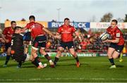 9 December 2018; Conor Murray of Munster offloads to team-mate Rory Scannell to set up their side's first try during the European Rugby Champions Cup Pool 2 Round 3 match between Munster and Castres at Thomond Park in Limerick. Photo by Diarmuid Greene/Sportsfile