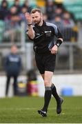 9 December 2018; Referee Anthony Nolan awards a free for four consecutive hand passes during the O'Byrne Cup Round 1 match between Carlow and Westmeath at Netwatch Cullen Park in Carlow. Photo by Stephen McCarthy/Sportsfile