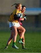 9 December 2018; Sinéad Mooney of Tourlestrane is tackled by Ellen Murphy of Glanmire during the All-Ireland Ladies Football Junior Club Championship Final match between Glanmire and Tourlestrane at Duggan Park in Galway. Photo by Piaras Ó Mídheach/Sportsfile