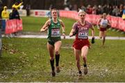 9 December 2018; Claire Tarplee of Ireland, left, competing in the Mixed Relay event during the European Cross Country Championship at Beekse Bergen Safari Park in Tilburg, Netherlands. Photo by Sam Barnes/Sportsfile