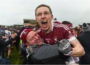 9 December 2018; Patrick Fox of Mullinalaghta St Columba's celebrates with supporters after the AIB Leinster GAA Football Senior Club Championship Final match between Kilmacud Crokes and Mullinalaghta St Columba's at Bord na Móna O'Connor Park in Offaly. Photo by Daire Brennan/Sportsfile