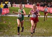 9 December 2018; Claire Tarplee of Ireland, left, competing in the Mixed Relay event during the European Cross Country Championship at Beekse Bergen Safari Park in Tilburg, Netherlands. Photo by Sam Barnes/Sportsfile