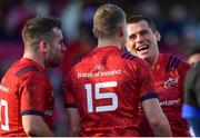 9 December 2018; CJ Stander of Munster, right, celebrates with team-mates Mike Haley and JJ Hanrahan, after scoring their side's second try during the European Rugby Champions Cup Pool 2 Round 3 match between Munster and Castres at Thomond Park in Limerick. Photo by Brendan Moran/Sportsfile