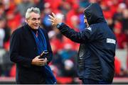 9 December 2018; Castres Qlympique President Pierre Yves Revol, left, with head coach Christophe Urios prior to the European Rugby Champions Cup Pool 2 Round 3 match between Munster and Castres at Thomond Park in Limerick. Photo by Brendan Moran/Sportsfile