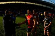 9 December 2018; Ludovic Radosavljevic of Castres Olympique and CJ Stander of Munster exchange a handshake after the European Rugby Champions Cup Pool 2 Round 3 match between Munster and Castres at Thomond Park in Limerick. Photo by Diarmuid Greene/Sportsfile