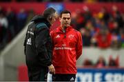 9 December 2018; Munster head coach Johann van Graan, right, and team manager Niall O'Donovan in conversation prior to the European Rugby Champions Cup Pool 2 Round 3 match between Munster and Castres at Thomond Park in Limerick. Photo by Diarmuid Greene/Sportsfile